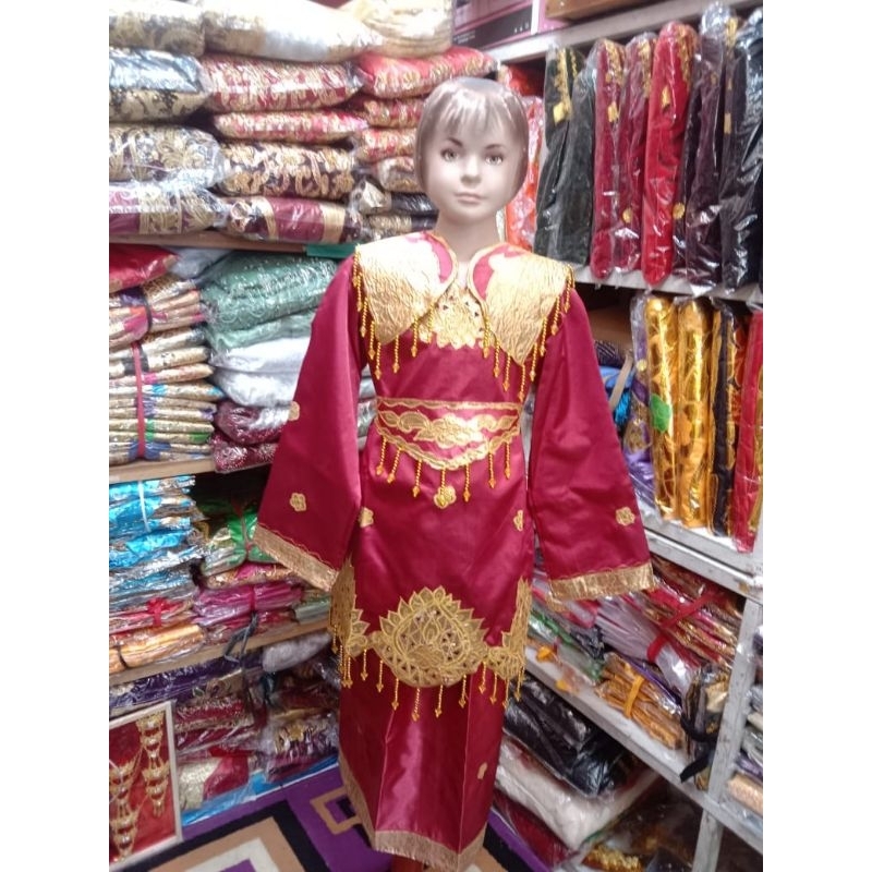 Baju Tari Anak Padang/Minang Motif Bordir Ukuran SD Kelas 3 dan 4