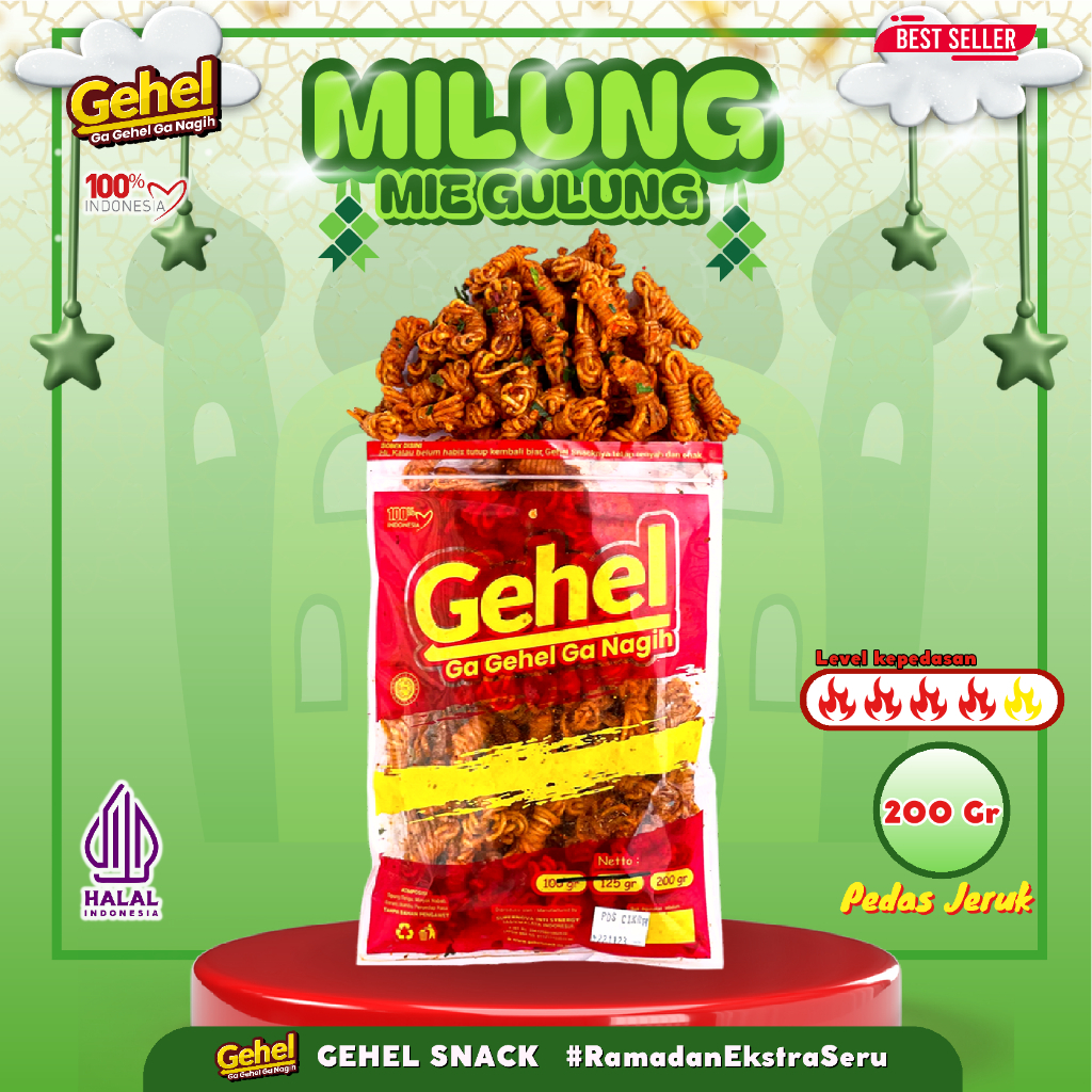 

Mie Gulung / Milung Pedas Jeruk 200gr Gehel Snack