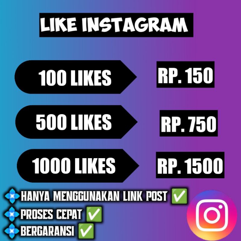 Like Instagram Permanent Termurah Bergaransi Proses cepat