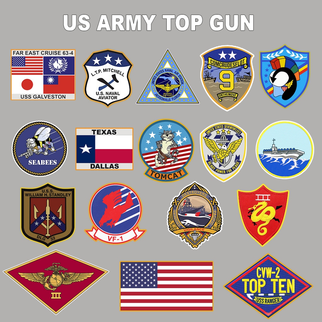 17 Logo Patch DTF Sablon Jacket Top Gun US ARMY