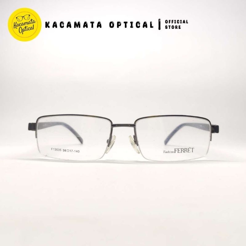 KACAMATA OPTICAL - Frame KMO13035 Half Frame Silver Besi Plastik