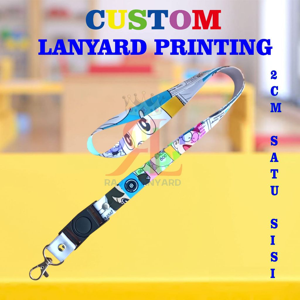

CETAK TALI LANYARD ID CARD CUSTOM PRINTING SUBLIM 2 CM 1 SISI SATUAN/GANTUNGAN NAME TAG DESAIN BEBAS