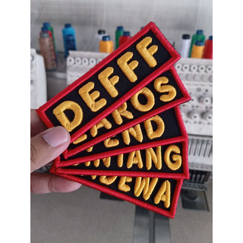 CUSTOM NAMA DAN TULISAN TARUNA BORDIR TIMBUL 3D + VELCRO / PEREKAT