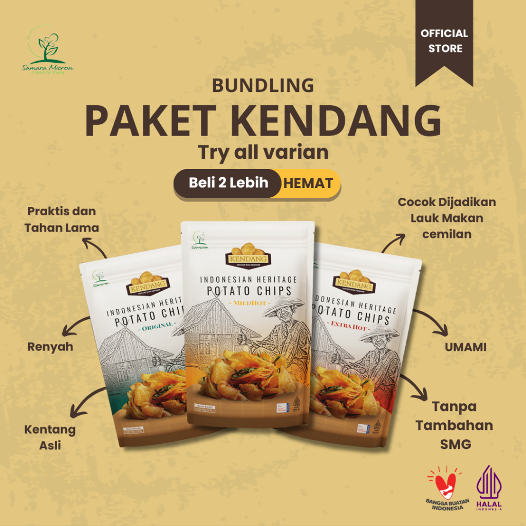 

PAKET HEMAT KENDANG 2PCS 56GR- Keripik Kendang Samara Micron