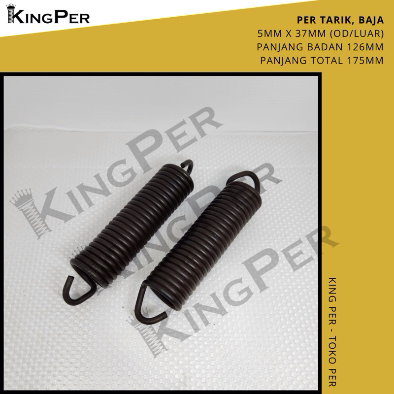 Per Tarik Baja 5mm x 37mm (OD), Panjang Badan 126mm. Extension Spring Pegas Tarik