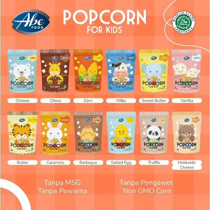 

Abe Food Popcorn For Kids - Snack Anak Sehat / Cemilan Anak / Popcorn Anak