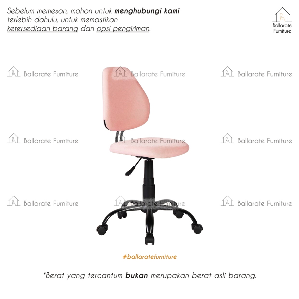 Kursi Kantor Kerja Staff Belajar Anak Putar Pink 078