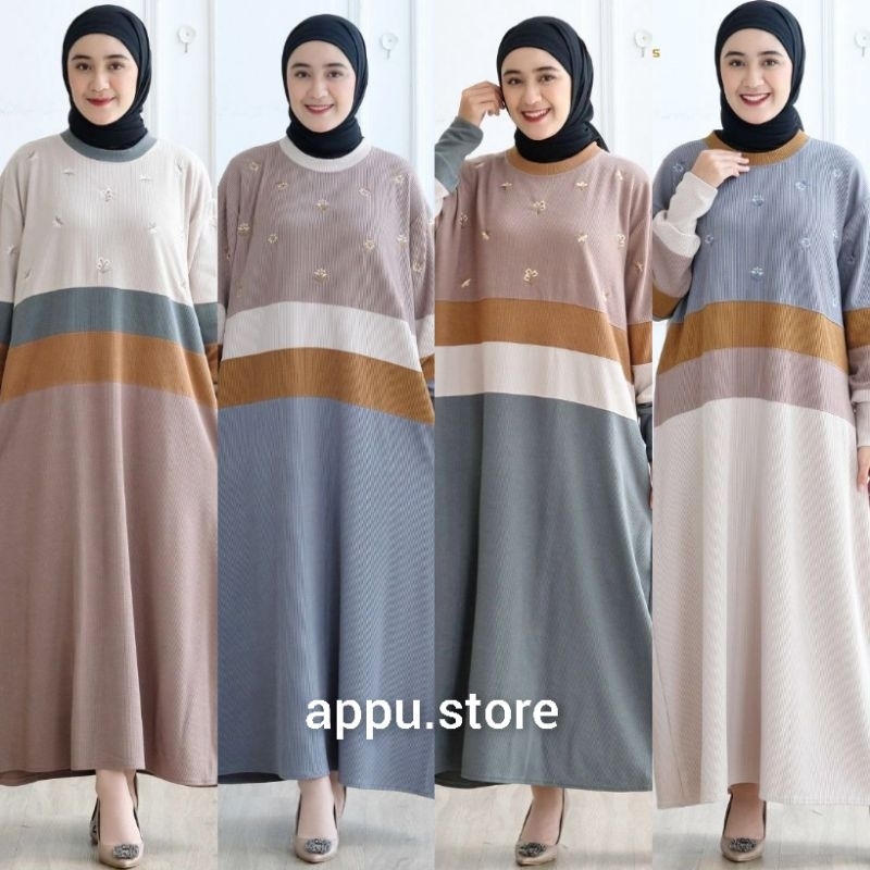 Ayana Maxy Dress Wanita Kekinian Jumbo Kaos Knit Premium Polos LD 125 / Baju Gamis Terbaru 2024 OOTD