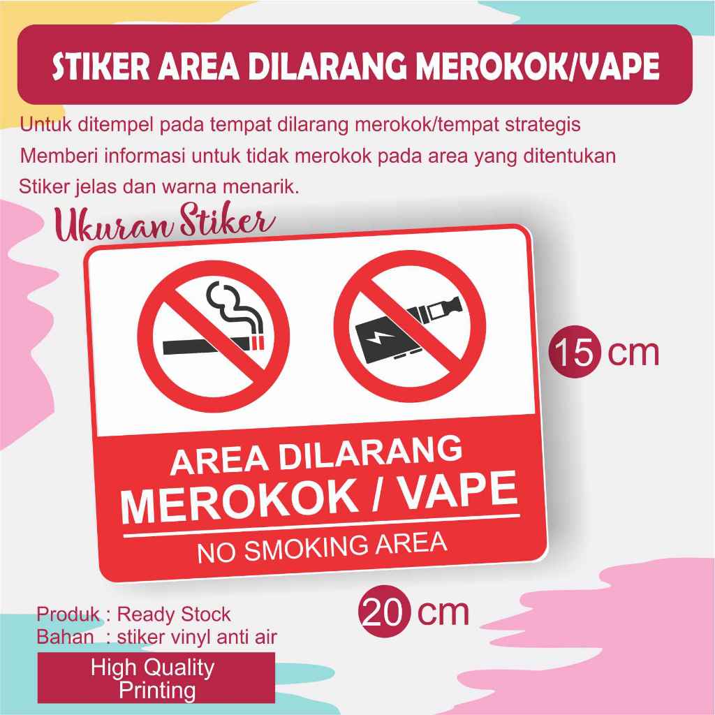 

Cetak STIKER tulisan AREA DILARANG MEROKOK DAN VAPE