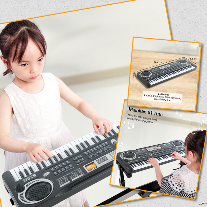 Piano Digital Electronic Kyeboard 61 Keys / Mainan Alat Musik Piano Anak Anak