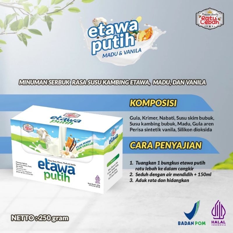

ETAWA Susu Kambing Etamilku +Propolis Original 200gr isi 10 Sachet Putih