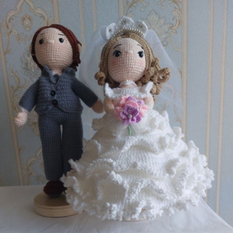 Boneka rajut wedding /pengantin/ couple. Amigurumi wedding