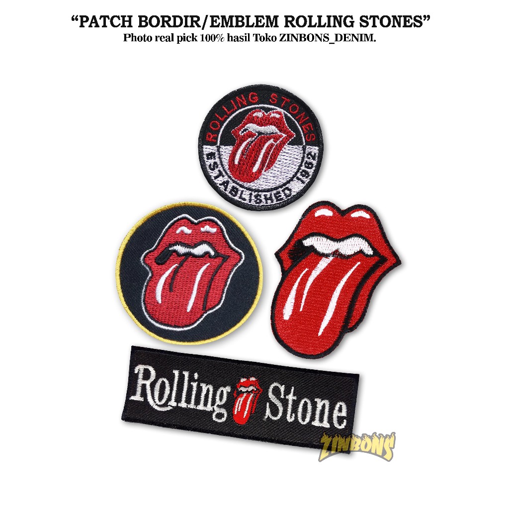 ROLLING STONES PATCH BORDIR EMBLEM BORDIR ROLING STONES PATCH IRON PATCH MUSIK TEMPELAN TAS JAKET DA