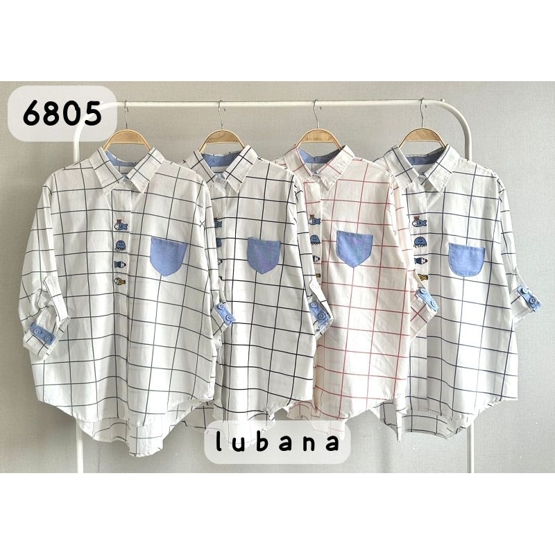 Atasan Kemeja Katun Import Motif Full Kotak LuBaNa#6805