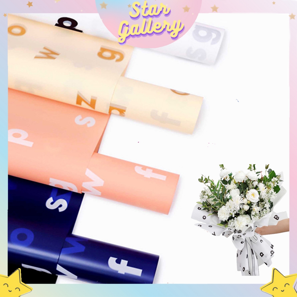 

(1 PACK ISI 20 LEMBAR) Flower Wrapping Paper Cellophane Kertas Buket Florist Alphabet Kertas Bunga Buket KB6128