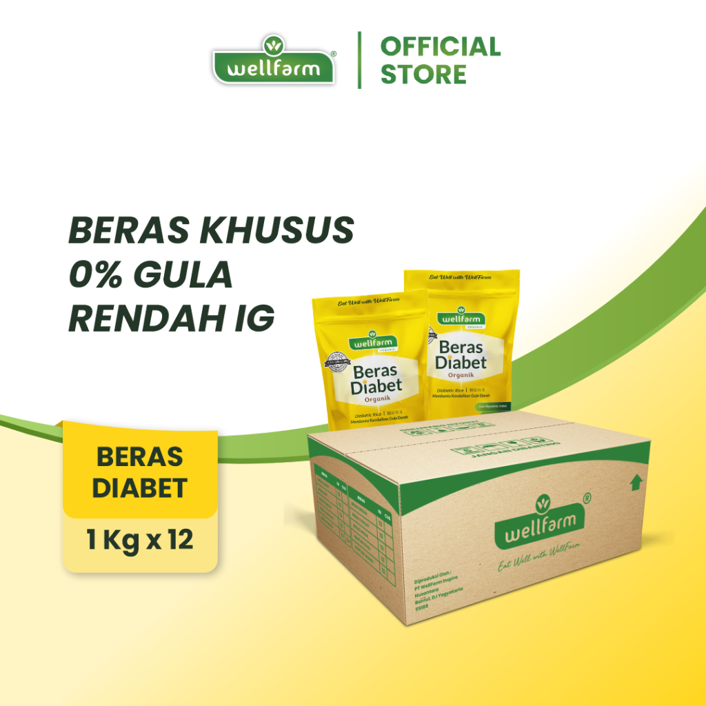 

WellFarm Beras Diabet Organik Kardus Isi 12 Pouch 1 Kg | Beras Diabetes Organik 1 Kardus