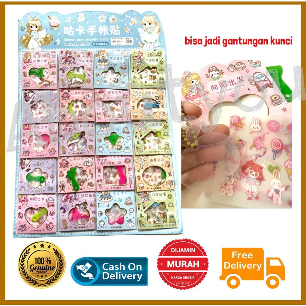 

Stiker MOMO Gantung Viral Sticker Glitter Karakter Lucu Tempelan Anak