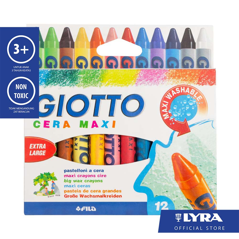 

Giotto Cera Maxi 12 Colors - Wax Crayon Washable Hangable Box # 291200