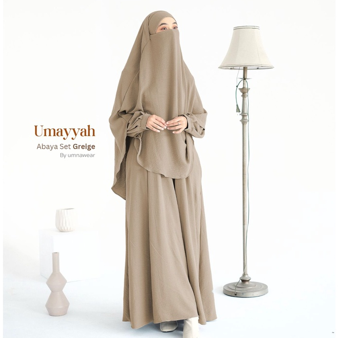 Ummayah Abaya Set Khimar Wanita Set Abaya Murah Dress Gamis Syari By Umnawear