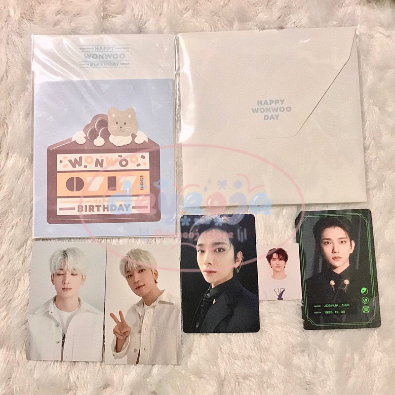 [READY] PHOTOCARD SEVENTEEN WONWOO JOSHUA POPUP MESSAGE STICKER BIRTDAY BOX GAMEBOI