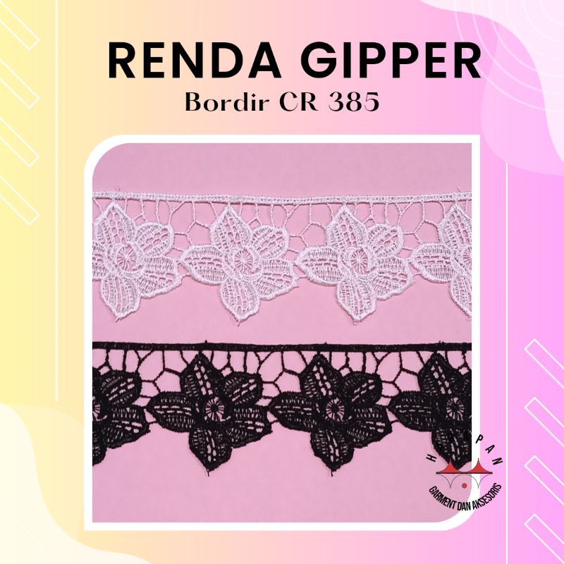 Renda Gipper RC 385 ROL Renda Pinggiran Hiasan Baju Mukena Rebda Bordir