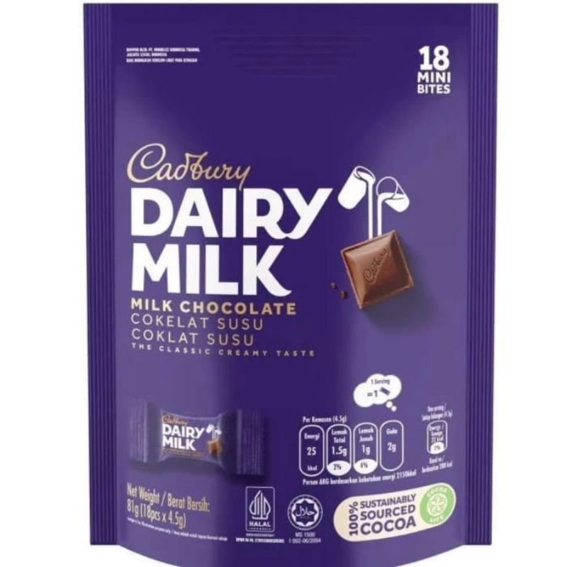 

Cadbury Dairy Milk 18 mini bites sssss