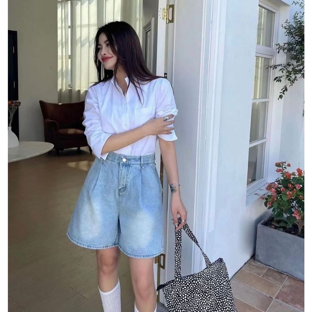 CELANA PENDEK KOREA TASH A-LINE SHORT JEANS - READYSTOCK