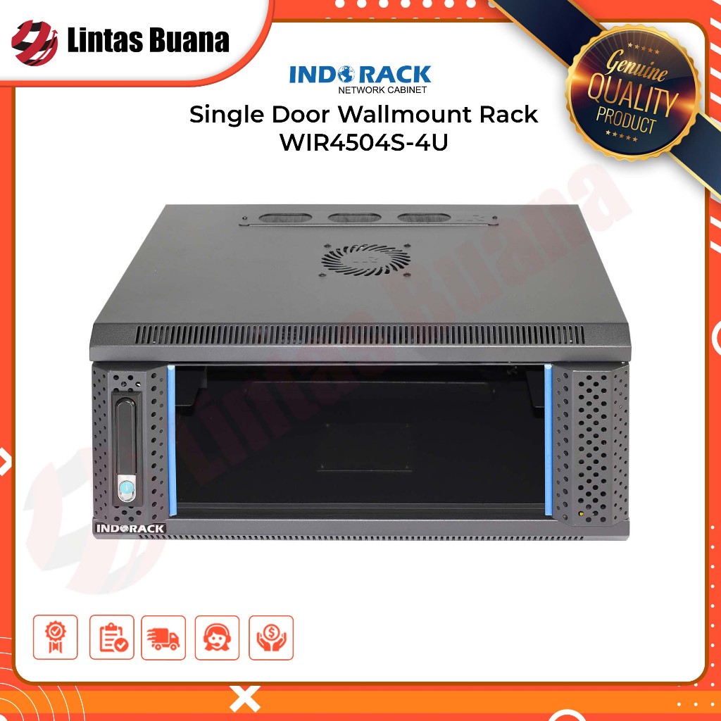INDORACK WIR4504S - 4U Wallmount Rack Depth 450mm Single Door 19"