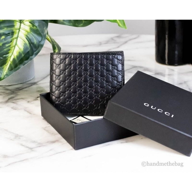Dompet Gucci Bifold Wallet Leather Black / dompet gucci cowok
