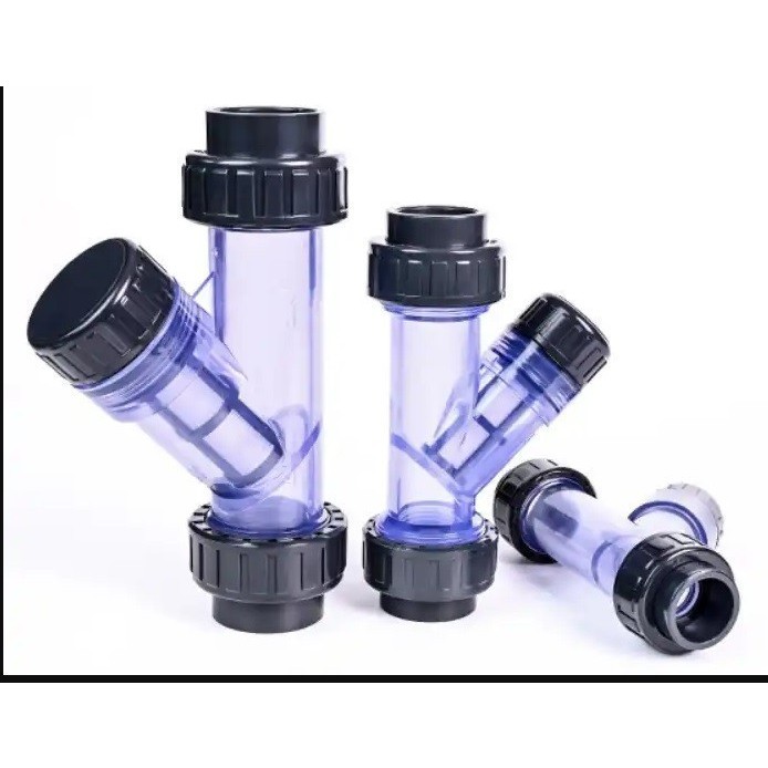 Y Strainer PVC Clear 1. 1/2 " Inch / Y strainer pvc bening DN40