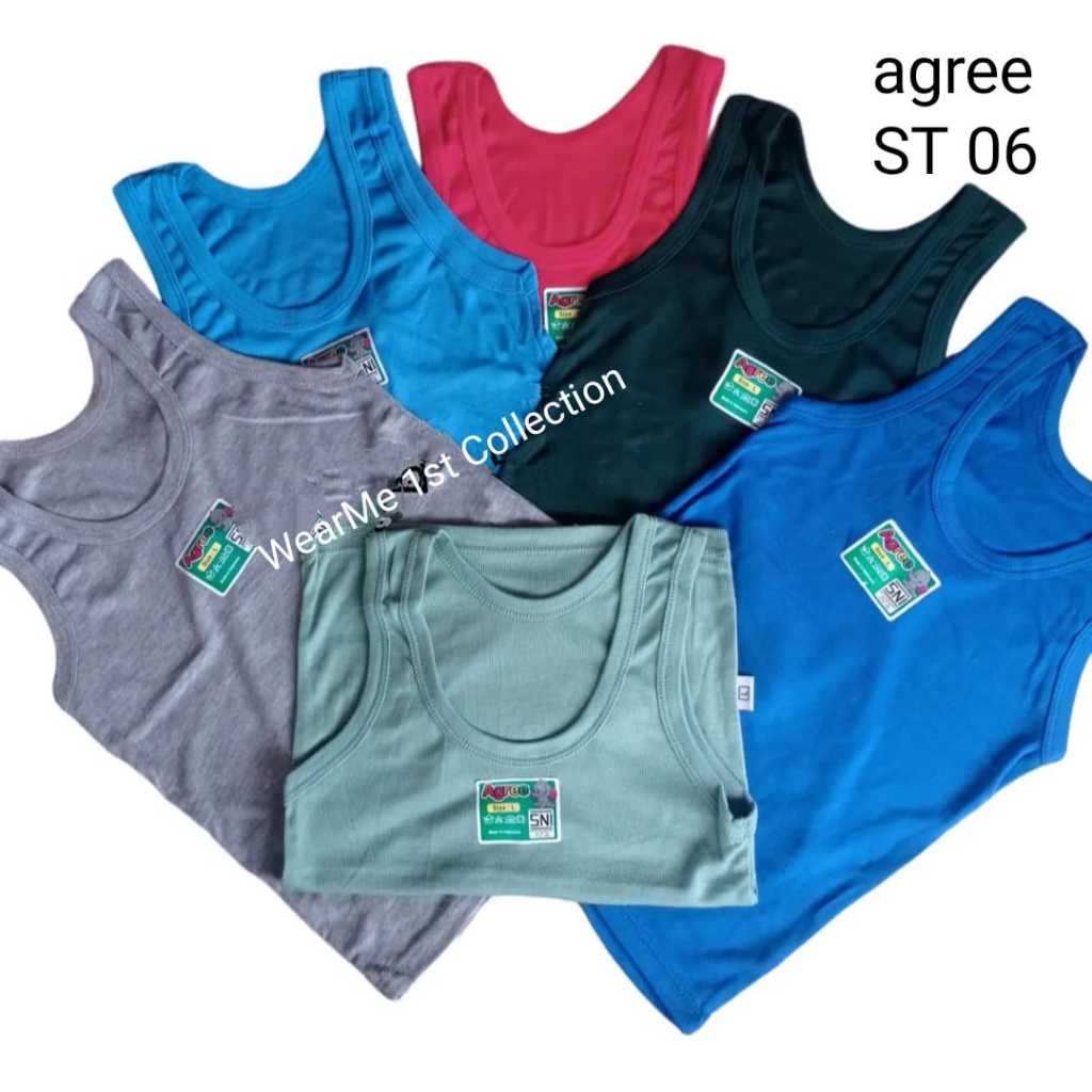 TERBARU !!! 6 PCS SINGLET ANAK LAKI-LAKI/SINGLET ANAK PEREMPUAN POLOS USIA 1-9 TAHUN (WARNA)