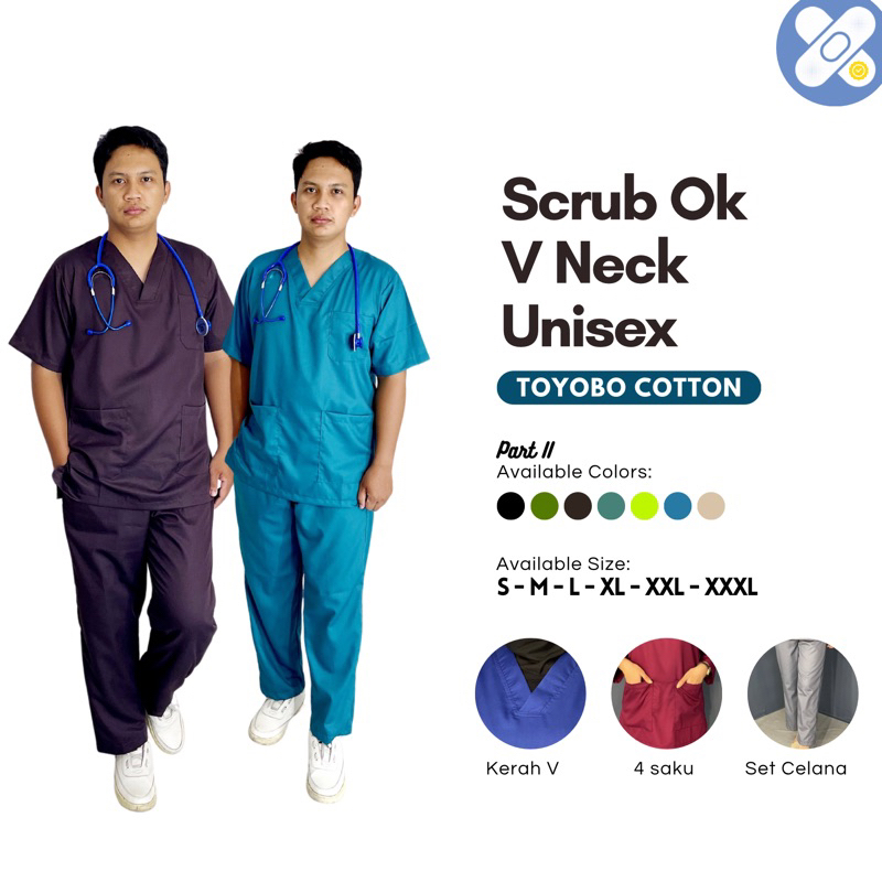 •𝑫𝒊𝒏𝒂𝒏𝒅𝒂• 𝗣𝗔𝗥𝗧 𝗜𝗜 Baju OK OKA Set Lengan Pendek 𝗨𝗡𝗜𝗦𝗘𝗫/ Baju jaga Toyobo/ Scrub Dokter/ Scrub Medis 