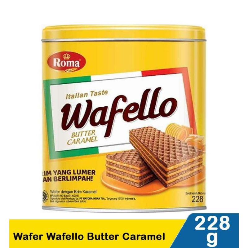 

wafello wafer kaleng 228gr festive coklat & karamel