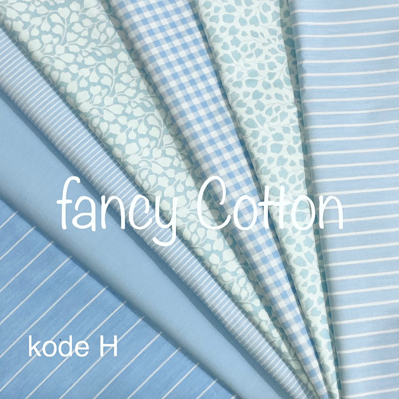 rtf Kain Katun Jepang Motif Serian Bunga Cantik Biru Muda D1112