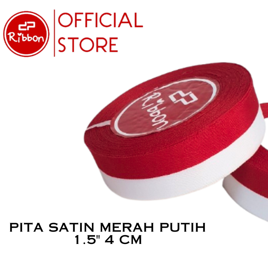 

Pita Satin MERAH PUTIH 1.5" 4 cm Saten 1.5 Inch Kain Polos Souvenir Garmen Parcel Hampers Per ROLL