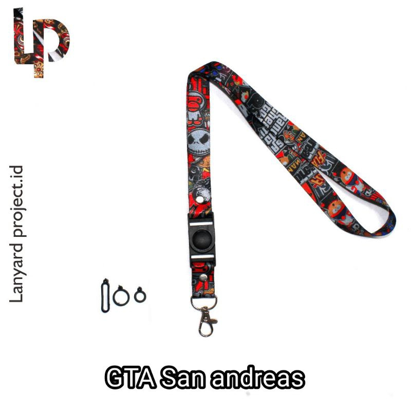 

Tali lanyard Gantungan HP Idcard/name tag ukuran 2 cm Costum Gta sand andreas Tali Tissue Premium