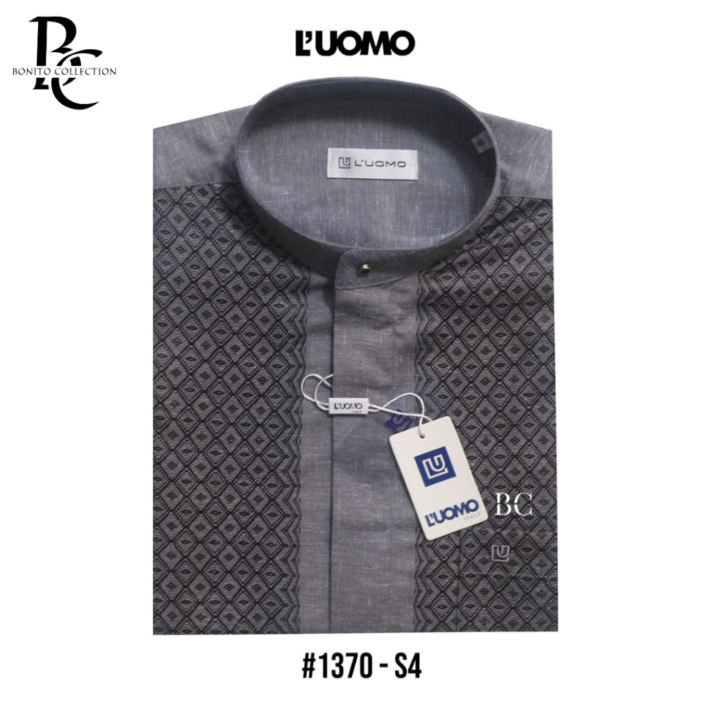KEMEJA KERAH KOKO SHANGHAI LENGAN PENDEK LUOMO BAHAN KATUN PREMIUM BERKUALITAS MEWAH ELEGAN 1370 - S