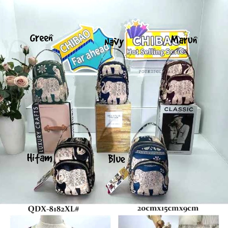 QDX8182-XL TAS WANITA IMPORT CHIBAO 2in1 JINJING DAN SELEMPANG GAJAH