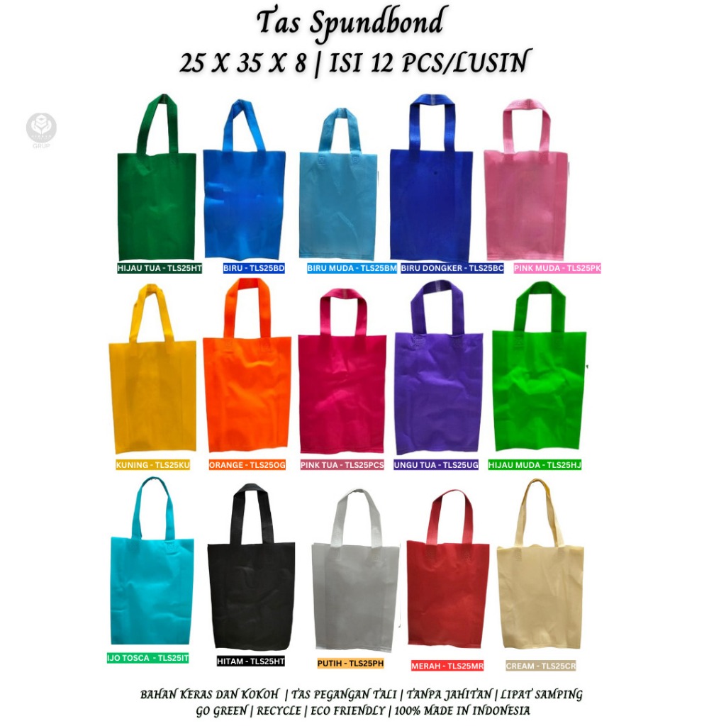 

Kantong Belanja Tas Spunbond Tas Kain Goodie Bag (Isi 12 Pcs-T.ls25)