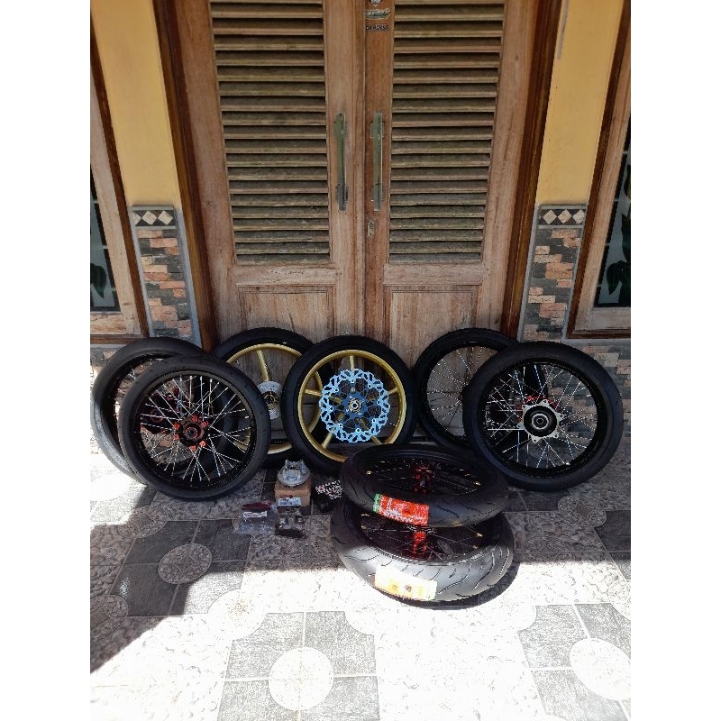 WHEELSET CRF SEMICACING 160/160 17 , BAN 80/80 RATA BARU