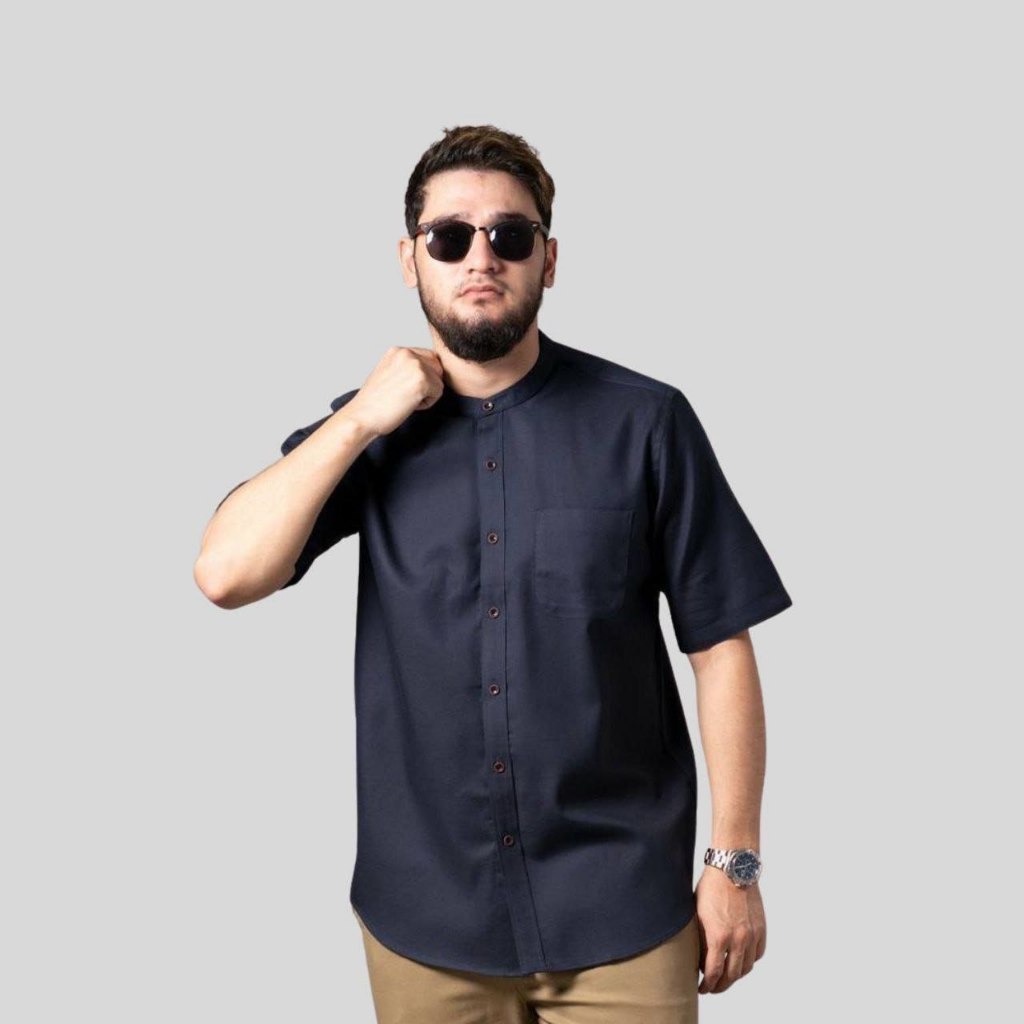 garansi baju kemeja koko lengan pendek polos jumbo big size xxxl xxxxl xxxxxl toyobo navy coksu