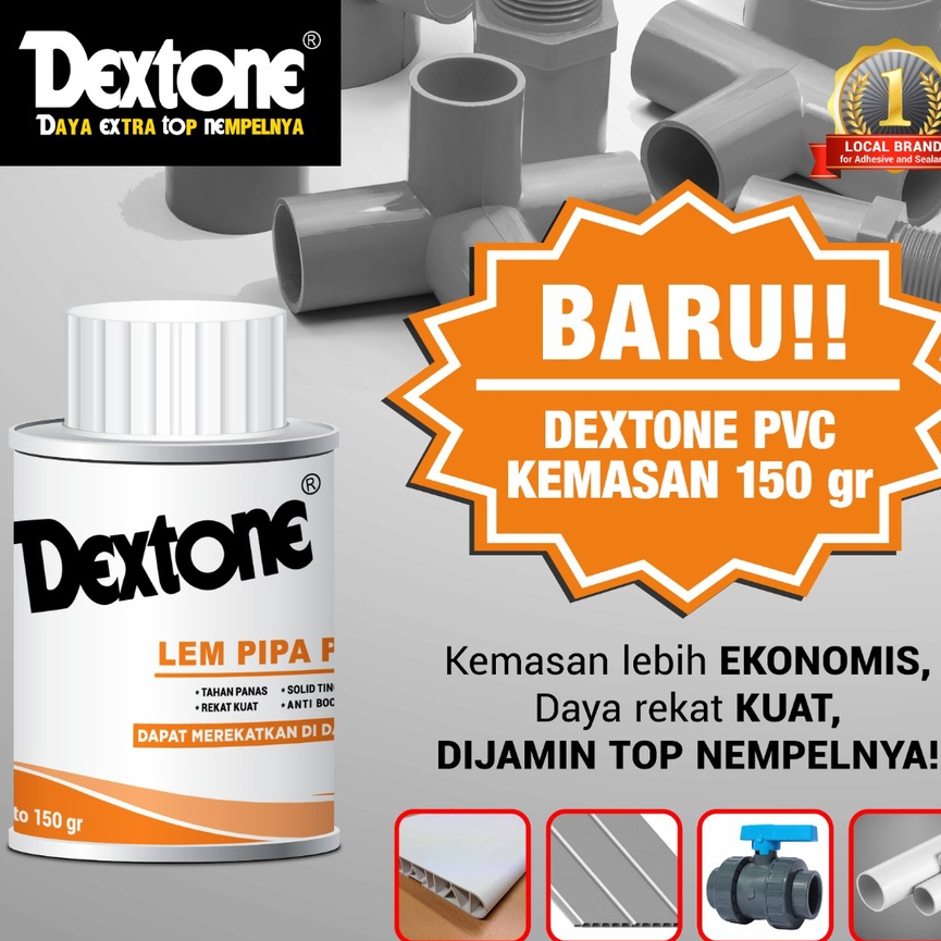 

Lem Pipa PVC DEXTONE 150 gram - Lem Paralon Kaleng 150gr - Lem PVC Proyek Lem Fitting Kuas Lem Pipa Plastik Lem Pralon DEXTONE