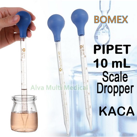 Pipet Ukur 10 ML, Maat Pipet Kaca, Drop Pipet Dengan Bulb Karet