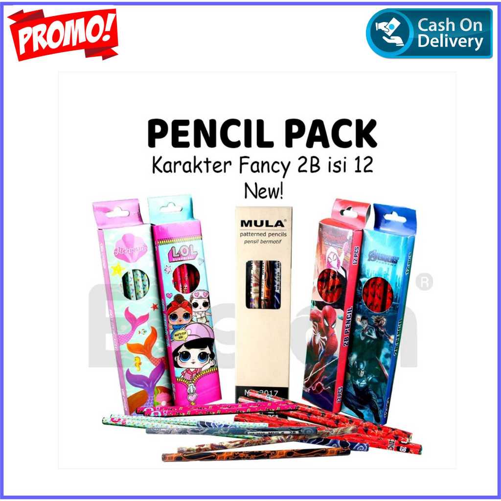 

1 pak (isi 12pcs)Pensil 2B Kayu Karakter Anak-Anak Motif Frozen Pony 12pcs