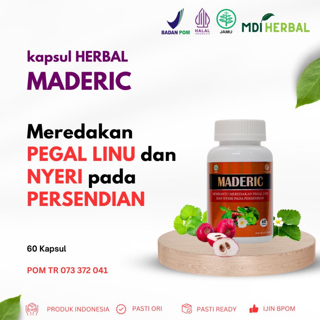 MADERIC Kapsul Herbal Asam Urat Rematik Pegal Persendian 60 Kapsul