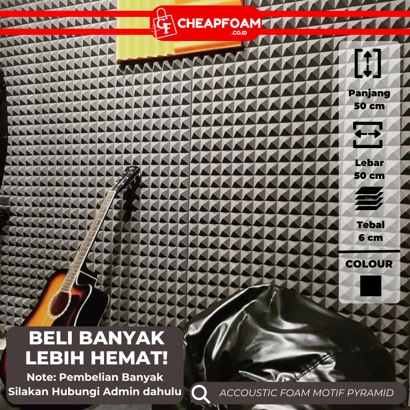 Busa Peredam Suara Ruangan Motif Pyramid Peredam dinding 50cmx50cm Peredam Suara Studio Musik Podcas