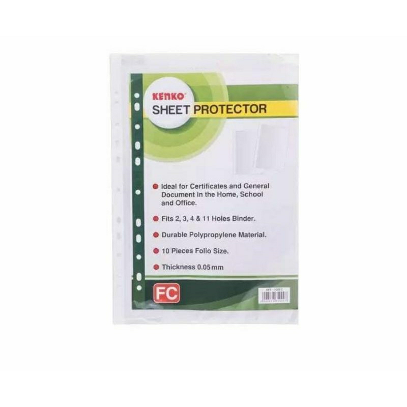 

[PACK 10 LBR] SHEET PROTECTOR KENKO SPT-100 / PELINDUNG KERTAS KENKO SPT100