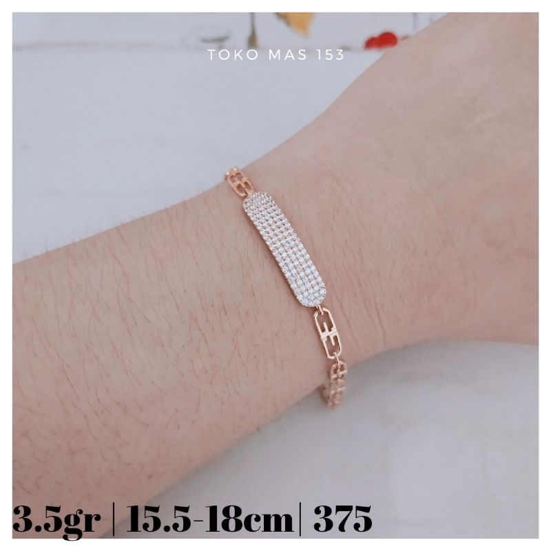 WAJIB TANYA STOK Realpict Gelang Rantai G plat mata Emas Asli Kadar 375