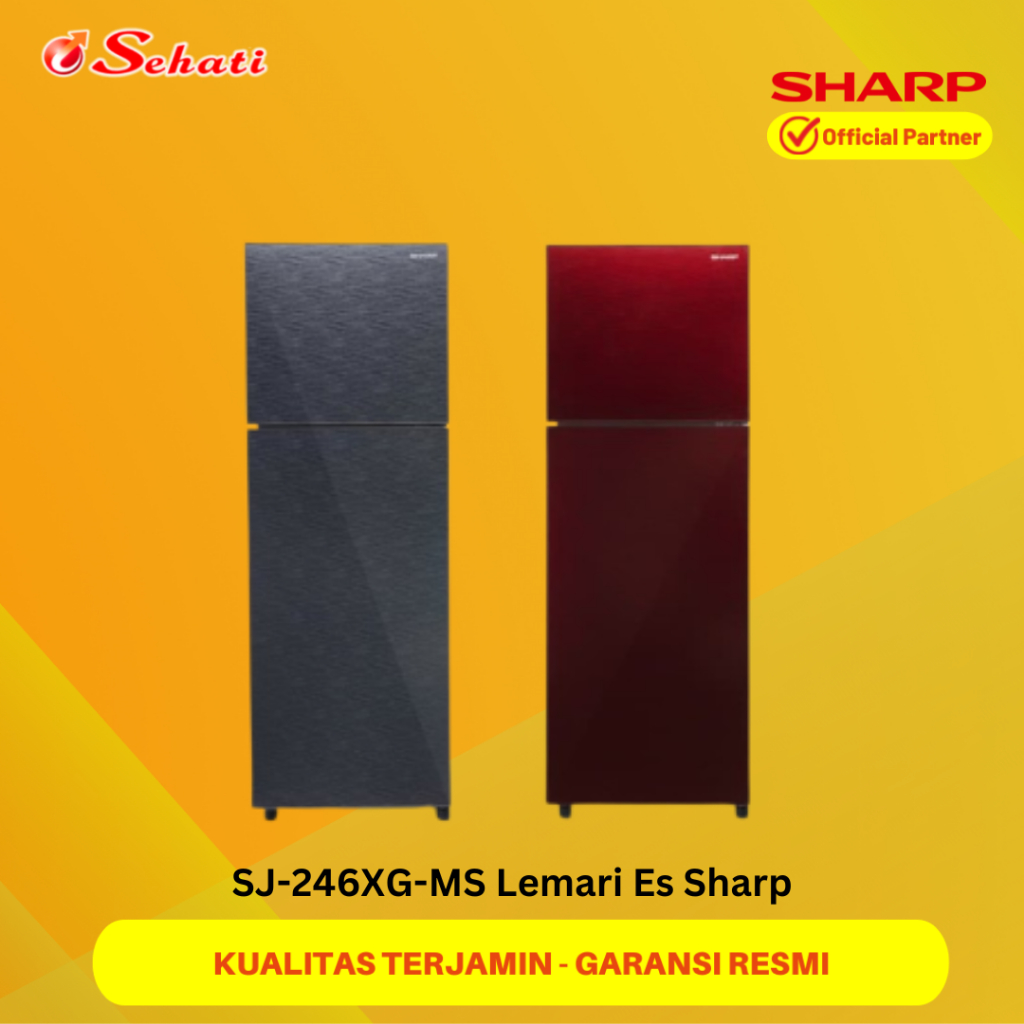 SHARP Lemari Es 2 Pintu SJ-246XG-MS/R Lemari Es Sharp 205 Liter 100 Watt Extra Big Freezer