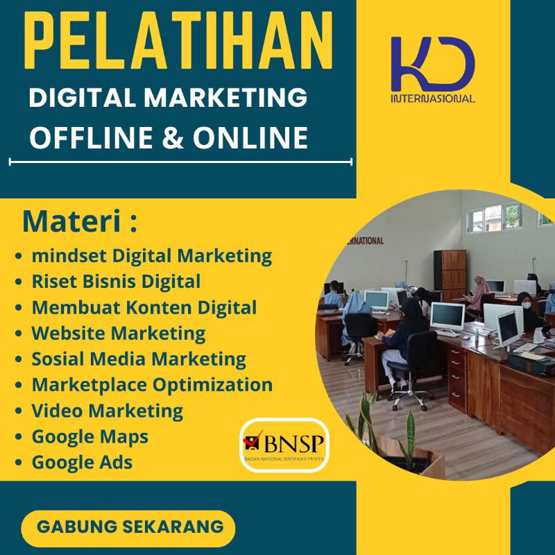 pelatihan digital marketing bersertifikat bnsp